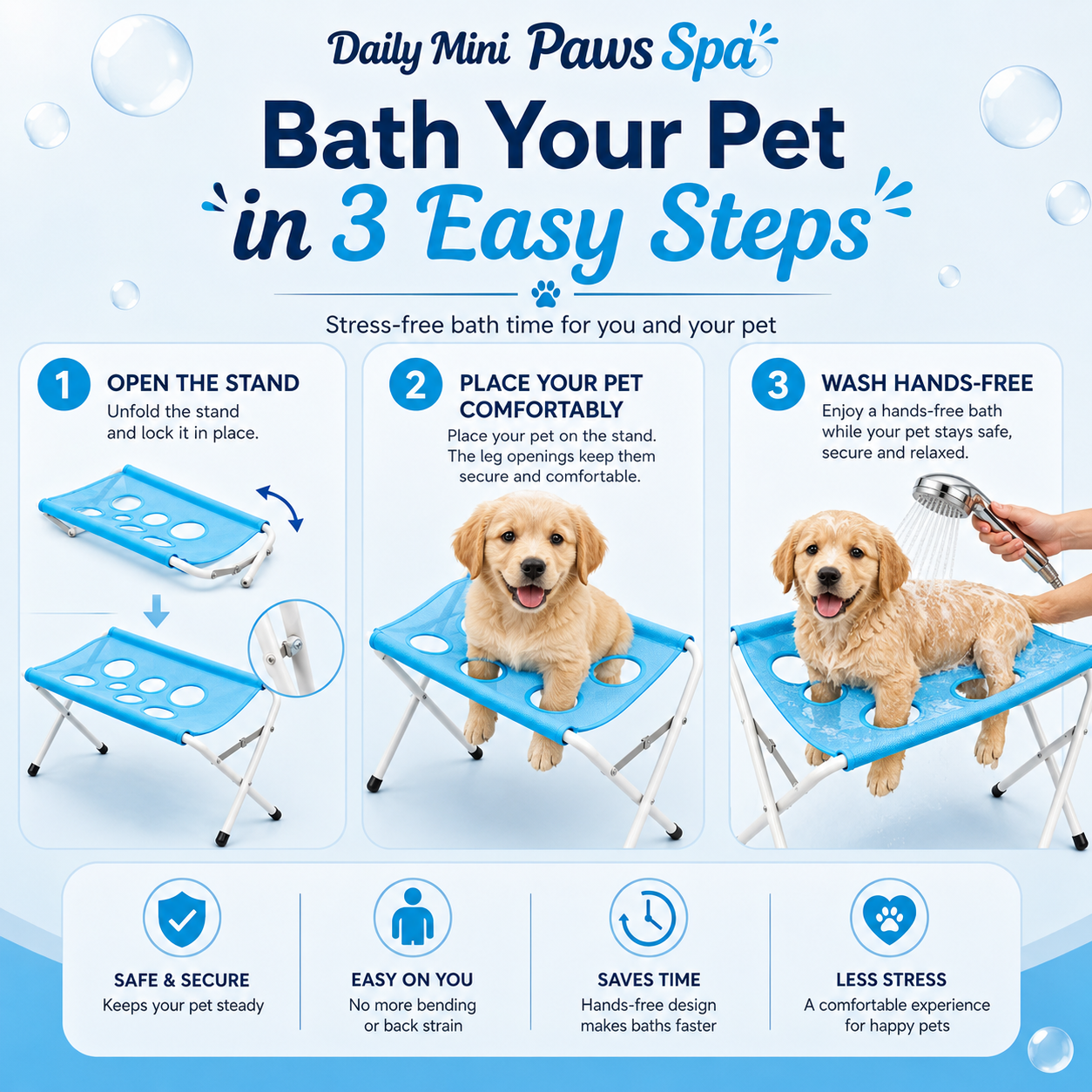 Daily Mini Paws Spa – Pet Bath & Grooming Stand