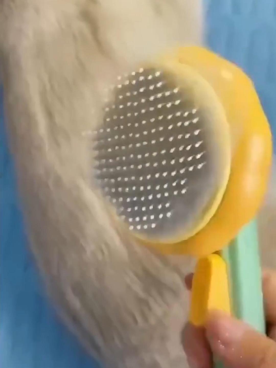 One-click self-cleaning slicker brush